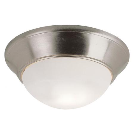 TRANS GLOBE Two Light Brushed Nickel White Frosted Glass Bowl Flush Mount 57703 BN